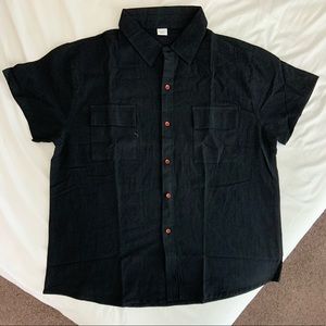 Black Short Sleeve Button Down